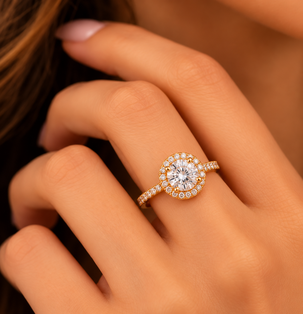 golden halo ring beauty portrait