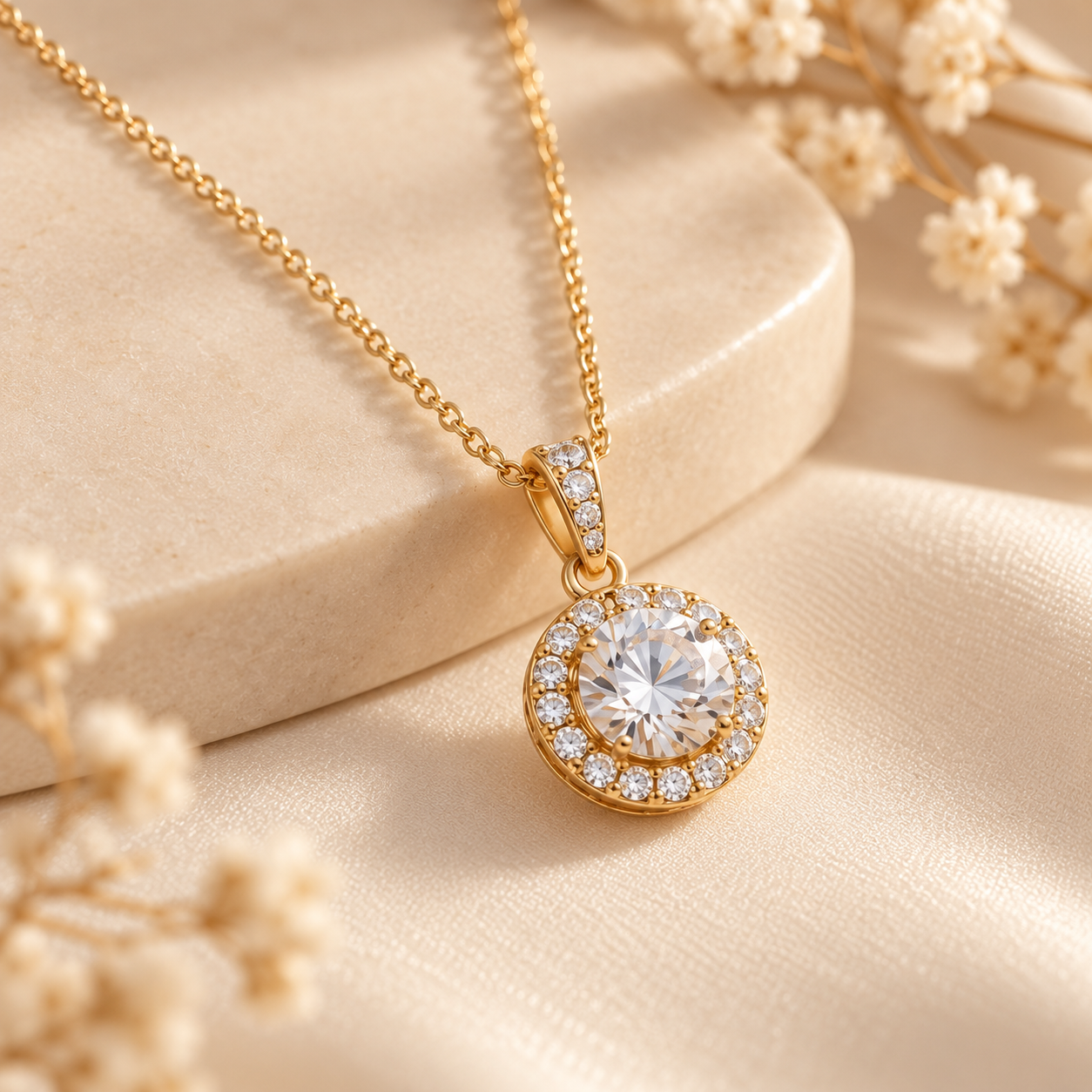 luxurious gold halo pendant still life luxurious gold halo pendant still life